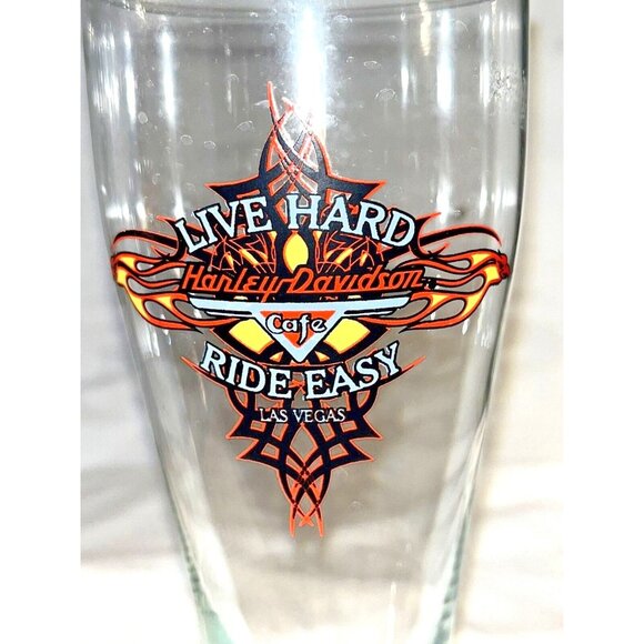 Harley Davidson Ride Easy Cafe Las Vegas Pair Pilsner Beer Glasses - Picture 6 of 14